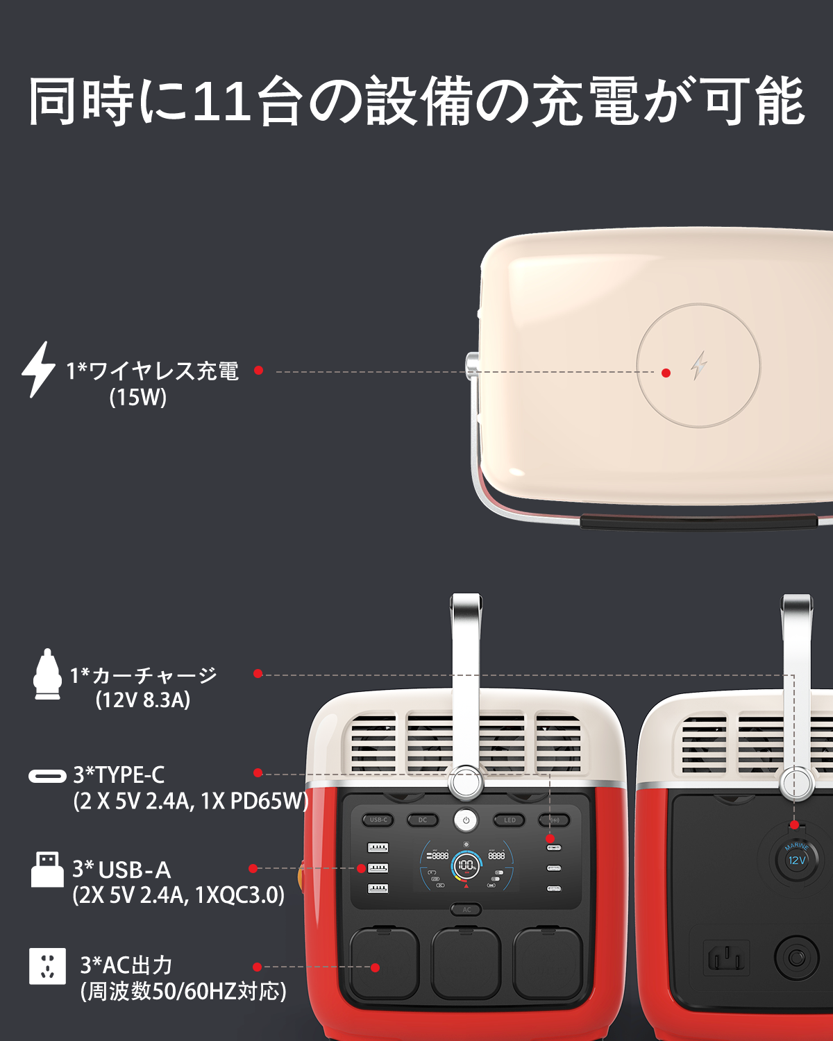 Batterymons ポータブル電源 BM121 リン酸鉄 大容量 1.6時間高速充電 1200W瞬間最大2000W